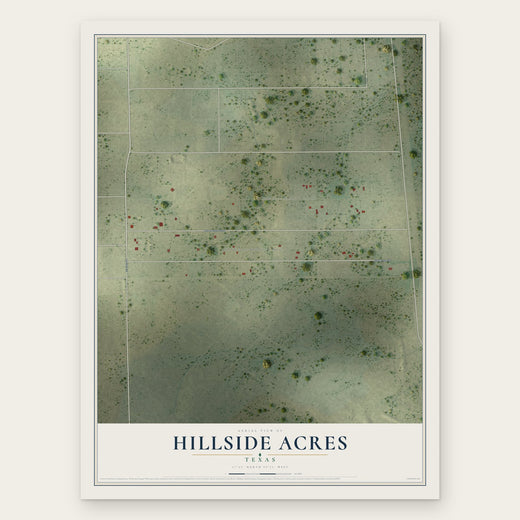 Hillside Acres, Texas map print, the full design