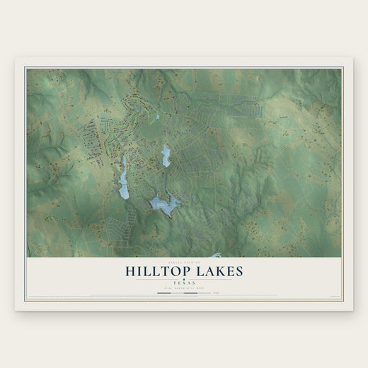 Hilltop Lakes, Texas map print, the full design