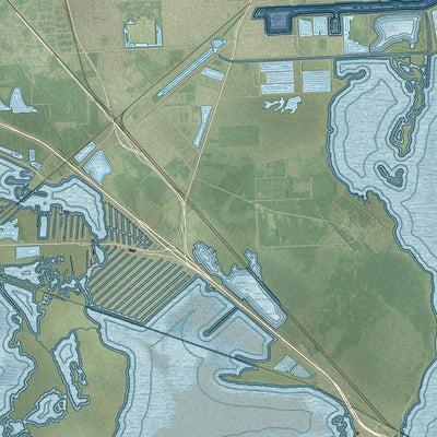 Close-up of the map of Hitchcock, Texas print showing street and building detail