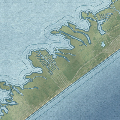 Second close-up of the map of Hitchcock, Texas print showing more streets and buildings
