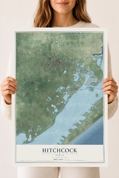 Map of Hitchcock, Texas, 18 x 24 inch unframed archival matte print