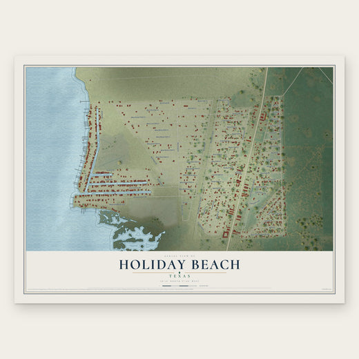 Holiday Beach, Texas map print, the full design
