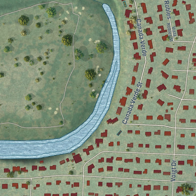 Second close-up of the map of Hollywood Park, Texas print showing more streets and buildings