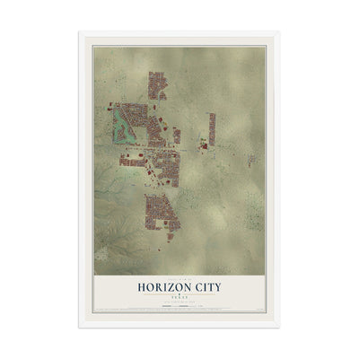 Map of Horizon City, Texas, 12 x 18 inch print in a white wood frame