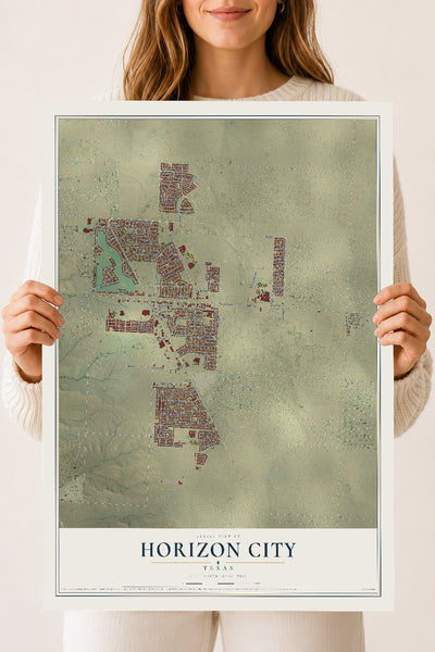 Map of Horizon City, Texas, 18 x 24 inch unframed archival matte print