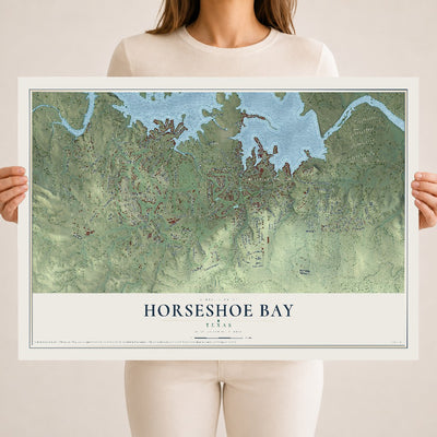 Map of Horseshoe Bay, Texas, 18 x 24 inch unframed archival matte print