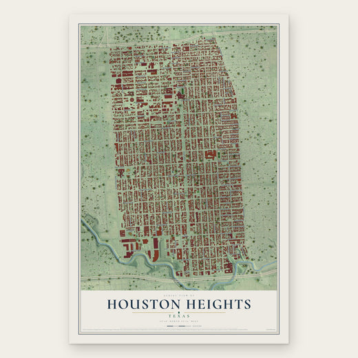Houston Heights, Texas map print, the full design