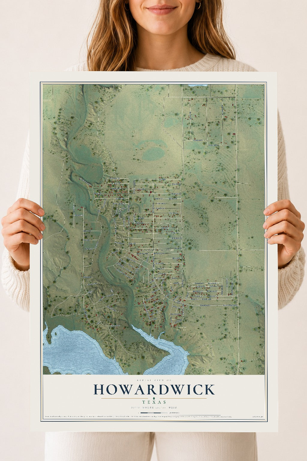 Map of Howardwick, Texas, 18 x 24 inch unframed archival matte print