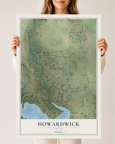 Map of Howardwick, Texas, 24 x 36 inch unframed archival matte print