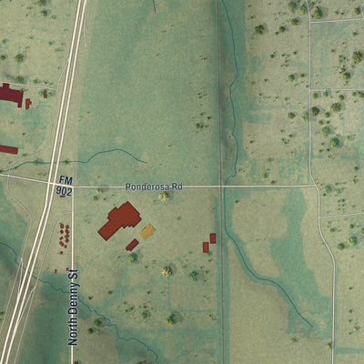 Second close-up of the map of Howe, Texas print showing more streets and buildings