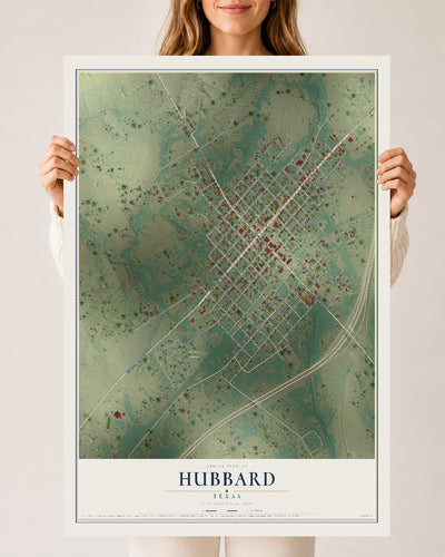 Map of Hubbard, Texas, 24 x 36 inch unframed archival matte print