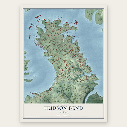 Hudson Bend, Texas map print, the full design