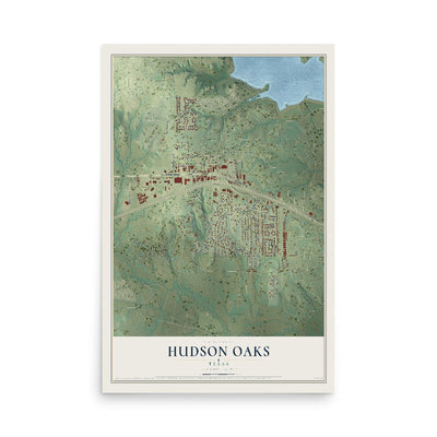 Map of Hudson Oaks, Texas, 12 x 18 inch unframed archival matte print