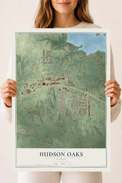 Map of Hudson Oaks, Texas, 18 x 24 inch unframed archival matte print
