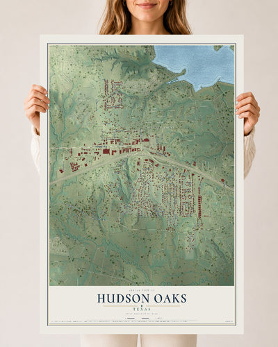 Map of Hudson Oaks, Texas, 24 x 36 inch unframed archival matte print