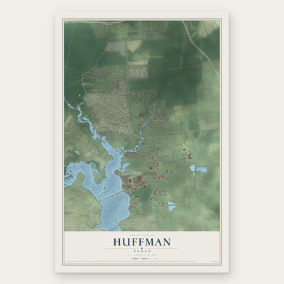 Huffman, Texas map print, the full design