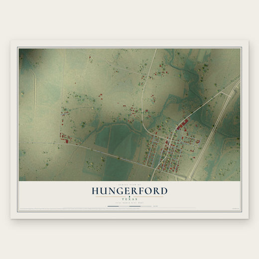 Hungerford, Texas map print, the full design