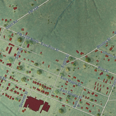 Second close-up of the map of Huntington, Texas print showing more streets and buildings