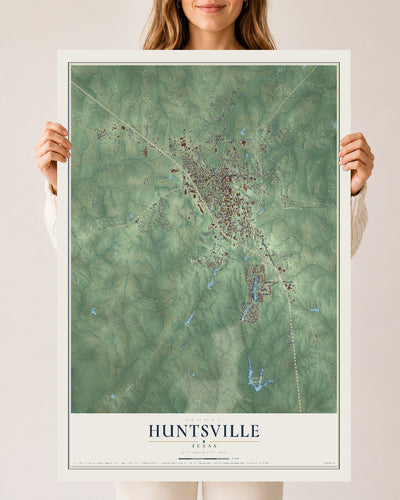 Map of Huntsville, Texas, 24 x 36 inch unframed archival matte print