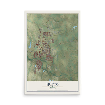 Map of Hutto, Texas, 12 x 18 inch unframed archival matte print