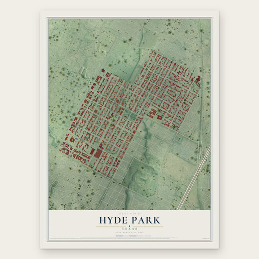 Hyde Park, Texas map print, the full design