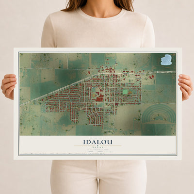 Map of Idalou, Texas, 12 x 18 inch unframed archival matte print