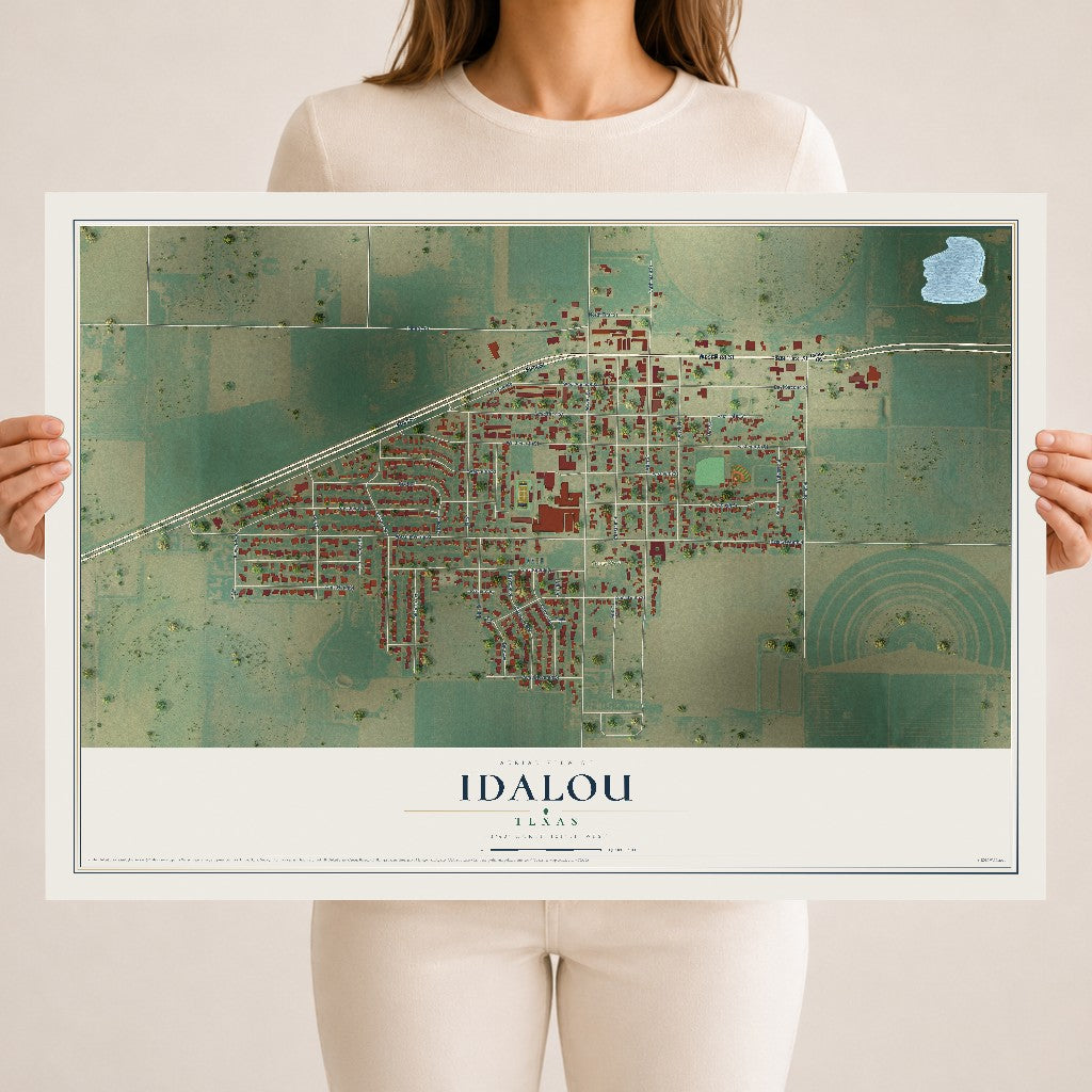 Map of Idalou, Texas, 18 x 24 inch unframed archival matte print