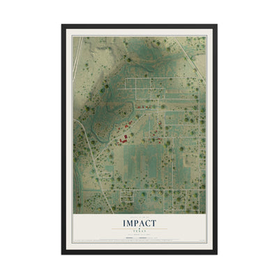 Map of Impact, Texas, 12 x 18 inch print in a black wood frame