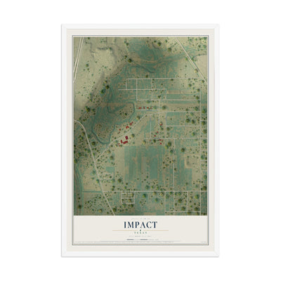Map of Impact, Texas, 12 x 18 inch print in a white wood frame