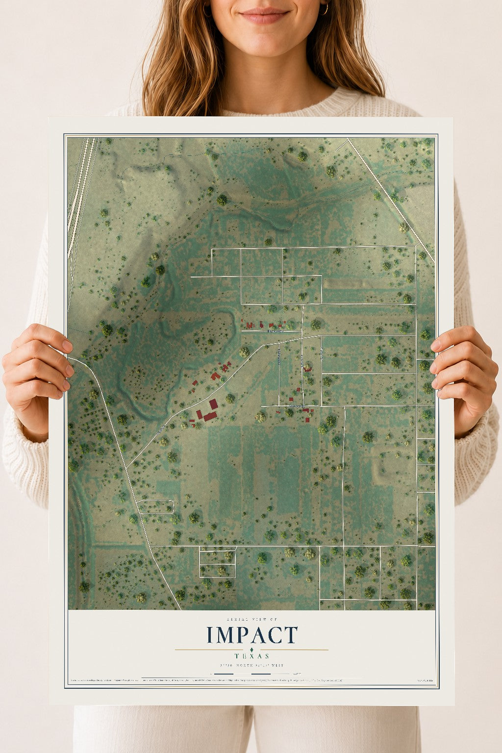 Map of Impact, Texas, 18 x 24 inch unframed archival matte print
