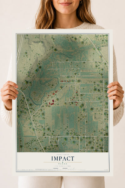 Map of Impact, Texas, 18 x 24 inch unframed archival matte print