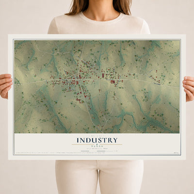 Map of Industry, Texas, 18 x 24 inch unframed archival matte print