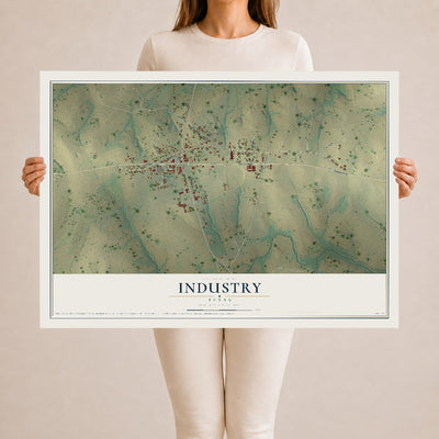 Map of Industry, Texas, 24 x 36 inch unframed archival matte print