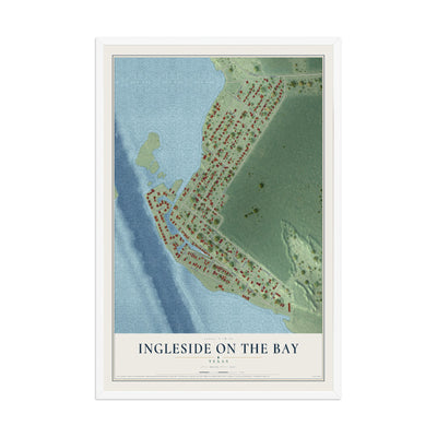 Map of Ingleside on the Bay, Texas, 12 x 18 inch print in a white wood frame