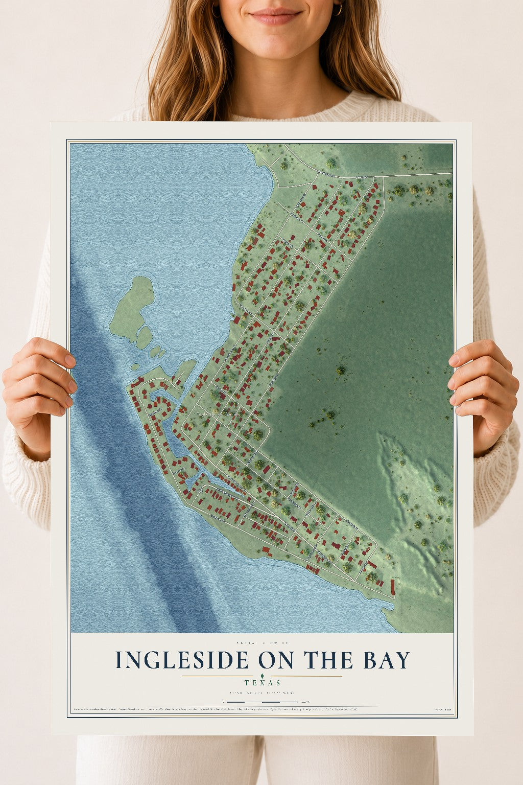 Map of Ingleside on the Bay, Texas, 18 x 24 inch unframed archival matte print