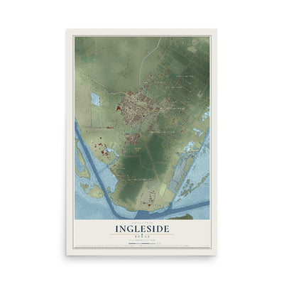 Map of Ingleside, Texas, 12 x 18 inch unframed archival matte print