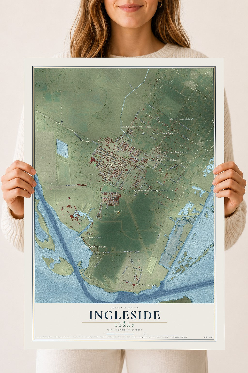 Map of Ingleside, Texas, 18 x 24 inch unframed archival matte print