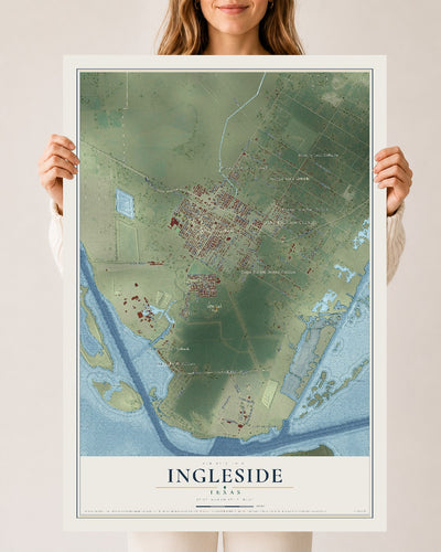 Map of Ingleside, Texas, 24 x 36 inch unframed archival matte print