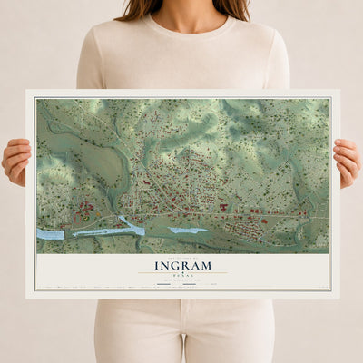 Map of Ingram, Texas, 12 x 18 inch unframed archival matte print