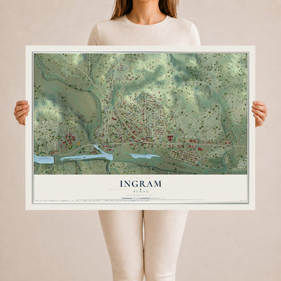 Map of Ingram, Texas, 24 x 36 inch unframed archival matte print