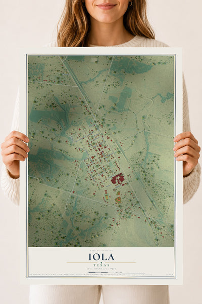 Map of Iola, Texas, 18 x 24 inch unframed archival matte print