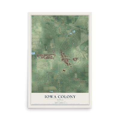 Map of Iowa Colony, Texas, 12 x 18 inch unframed archival matte print