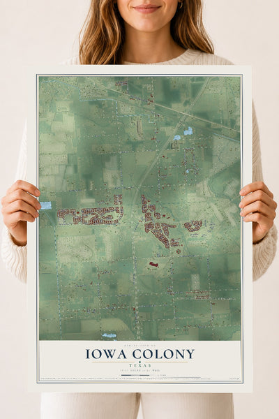 Map of Iowa Colony, Texas, 18 x 24 inch unframed archival matte print