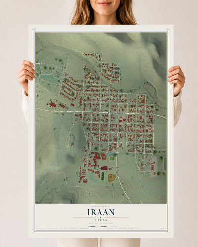 Map of Iraan, Texas, 24 x 36 inch unframed archival matte print