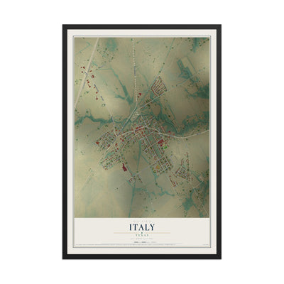 Map of Italy, Texas, 12 x 18 inch print in a black wood frame