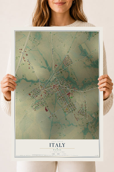 Map of Italy, Texas, 18 x 24 inch unframed archival matte print