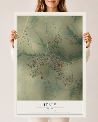 Map of Italy, Texas, 24 x 36 inch unframed archival matte print