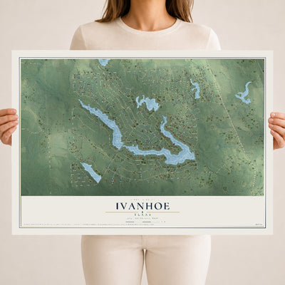 Map of Ivanhoe, Texas, 18 x 24 inch unframed archival matte print