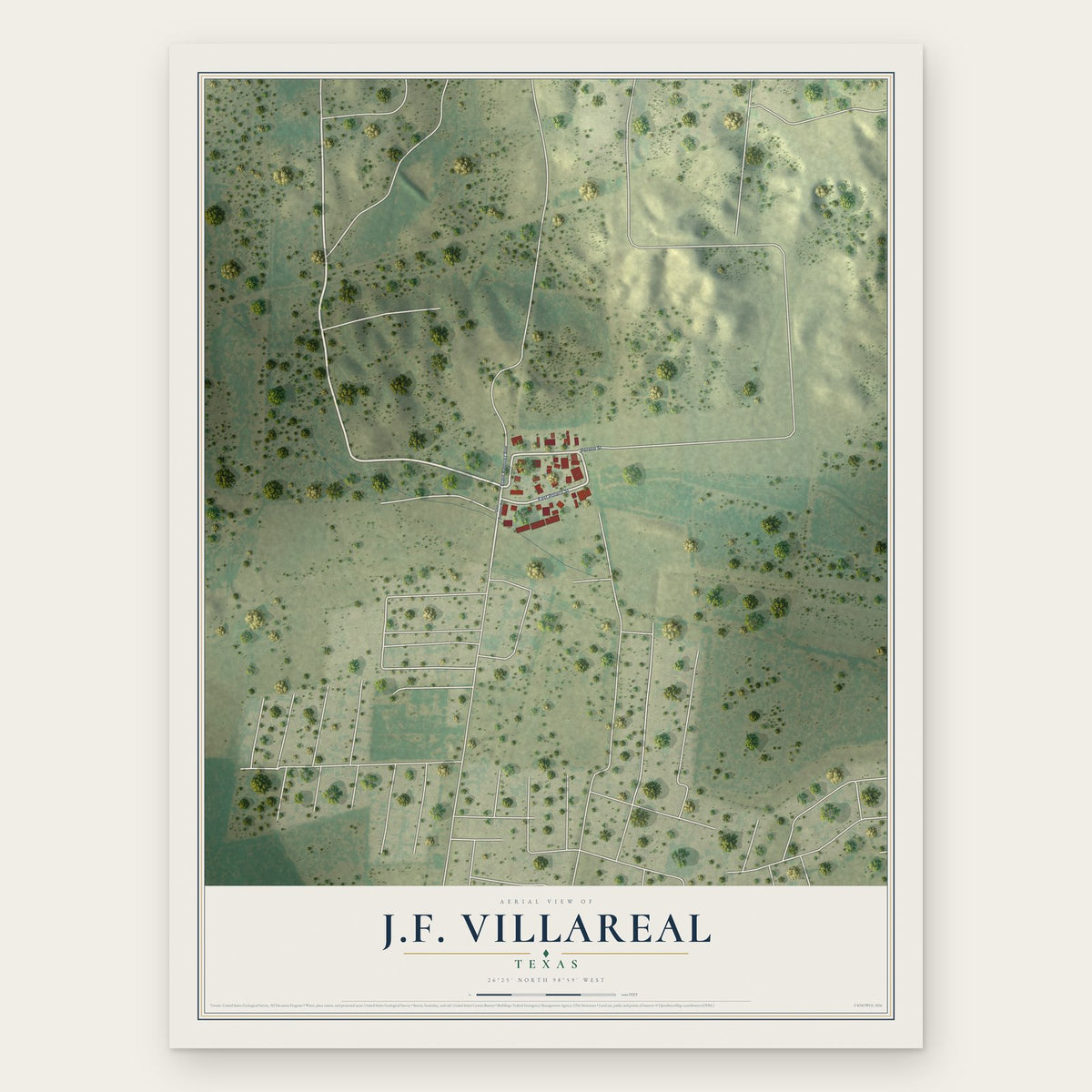 J.F. Villareal, Texas map print, the full design