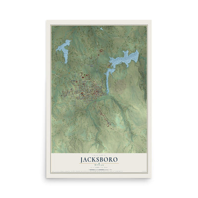 Map of Jacksboro, Texas, 12 x 18 inch unframed archival matte print